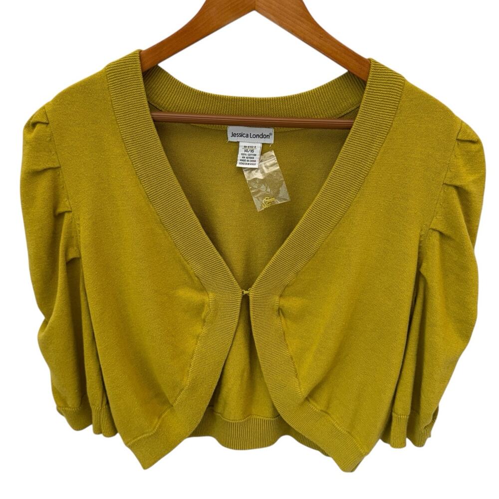 JESSICA LONDON Yellow Cropped Bolero Shrug Sweater Plus Size 14 16 NWOT - Picture 5 of 8
